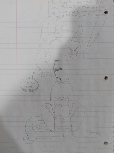 Size: 3120x4160 | Tagged: safe, artist:professorventurer, derpibooru import, sweetie belle, robot, crying, image, jpeg, lined paper, oil, pal, possessed, sketch, sketch dump, sketchbook, sweetie bot, the mitchells vs. the machines, traditional art