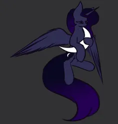 Size: 1876x1980 | Tagged: safe, artist:lu.de, derpibooru import, princess luna, alicorn, pony, eyes closed, female, image, mare, png, redesign, spread wings, twitter link, wings