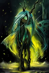 Size: 1024x1536 | Tagged: safe, derpibooru import, editor:craft, machine learning generated, purplesmart.ai, stable diffusion, queen chrysalis, changeling, changeling queen, female, image, looking at you, png, solo, walking towards you