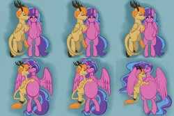 Size: 11986x8000 | Tagged: safe, artist:chelseawest, derpibooru import, oc, oc:chaos control, oc:melody aurora, alicorn, hybrid, age progression, alicorn oc, belly, belly button, big belly, female, holding hooves, hoof on belly, horn, hug, huge belly, husband and wife, hyper, hyper belly, hyper pregnancy, icosuplets, image, impossibly large belly, interspecies offspring, linea nigra, male, multiple pregnancy, nuzzling, oc x oc, offspring, offspring shipping, offspring's offspring, parent:discord, parent:flash sentry, parent:fluttershy, parent:oc:chaos control, parent:oc:melody aurora, parent:twilight sparkle, parents:discoshy, parents:flashlight, parents:oc x oc, paw on belly, png, pregnant, progression, quadruplets, quintuplets, shipping, siblings, snuggling, triplets, twins, vigintuplets, winghug, wings