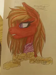 Size: 3120x4160 | Tagged: safe, artist:inm4te-art, derpibooru import, oc, oc:sweet song, unofficial characters only, earth pony, bandana, fallout equestria: demoniac, image, jpeg, traditional art
