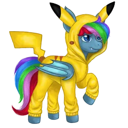 Size: 2332x2332 | Tagged: safe, artist:micaza_, derpibooru import, oc, oc:fauli, oc:fauli1221, unofficial characters only, bat pony, pikachu, pony, clothes, commission, hoodie, image, male, png, pokémon, simple background, solo, stallion, transparent background, ych result, your character here