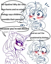 Size: 1080x1350 | Tagged: safe, artist:jully-park, derpibooru import, alicorn, pony, unicorn, g5, ask, comic, doodle, duo, duo female, female, filly, foal, image, jpeg, mare, misty brightdawn, opaline arcana