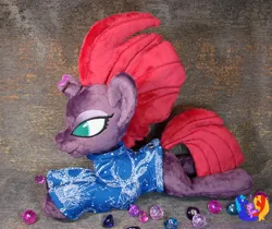Size: 2747x2304 | Tagged: safe, artist:1stastrastudio, derpibooru import, tempest shadow, pony, clothes, image, irl, jpeg, lying down, photo, plushie, prone, solo, sweater