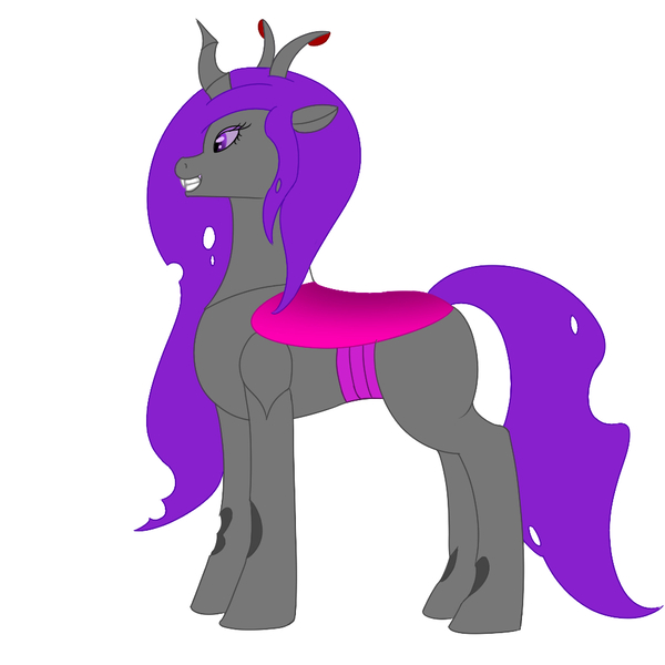 Size: 1000x1000 | Tagged: safe, artist:saint boniface, derpibooru import, oc, changeling, pony, changeling oc, changeling princess, female, image, jpeg, mare, purple changeling, solo