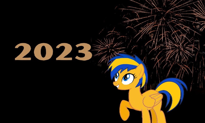 Size: 1300x780 | Tagged: safe, artist:mlpfan3991, derpibooru import, oc, oc:flare spark, unofficial characters only, 2023, female, happy new year, holiday, image, jpeg, solo