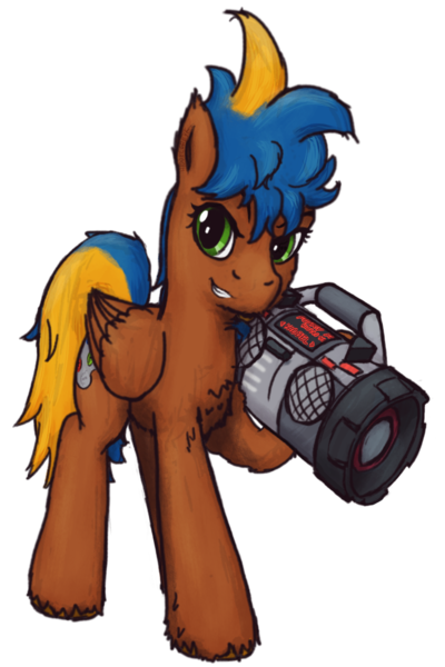 Size: 800x1200 | Tagged: safe, artist:hiddelgreyk, derpibooru import, oc, unofficial characters only, pegasus, pony, derpibooru community collaboration, 2023 community collab, blue mane, boombox, brown coat, chest fluff, cutie mark, folded wings, full body, green eyes, grin, hooves, image, looking at you, male, pegasus oc, png, simple background, smiling, solo, stallion, standing, tail, transparent background, two toned mane, two toned tail, wings