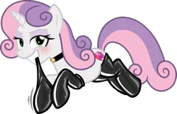 Size: 960x622 | Tagged: suggestive, edit, editor:anonymous, sweetie belle, pony, unicorn, /mlp/ latex requests, bedroom eyes, blushing, choker, clothes, cutie mark, evening gloves, eyeshadow, female, gloves, green eyes, grin, image, latex, latex gloves, latex stockings, long gloves, looking at you, makeup, mare, mouth hold, older, older sweetie belle, png, show accurate, side view, simple background, smiling, smiling at you, solo, solo female, stockings, thigh highs, transparent background, two toned mane, two toned tail, white coat, wide grin