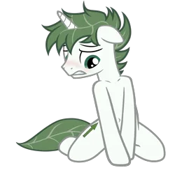 Size: 4477x4376 | Tagged: safe, artist:equestria secret guard, derpibooru import, oc, oc:tea green, unofficial characters only, pony, unicorn, belly button, blushing, horn, image, kneeling, male, png, sexy, shoulder, shy, simple background, solo, stallion, teeth, transparent background, unicorn oc, vector