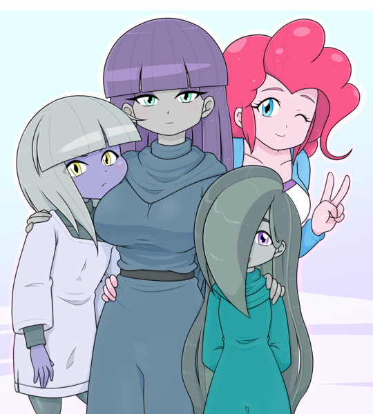 Size: 2180x2423 | Tagged: safe, artist:batipin, derpibooru import, limestone pie, marble pie, maud pie, pinkie pie, human, equestria girls, breasts, busty maud pie, clothes, equestria girls-ified, family, female, image, pie sisters, png, siblings, sisters