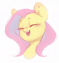 Size: 985x1062 | Tagged: safe, artist:melodylibris, derpibooru import, fluttershy, pony, bust, eyes closed, female, image, jpeg, mare, open mouth, open smile, portrait, simple background, smiling, solo, white background