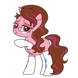 Size: 900x900 | Tagged: safe, artist:fuckomcfuck, derpibooru import, oc, oc:opacity, unofficial characters only, pony, unicorn, derpibooru community collaboration, 2023 community collab, bedroom eyes, clothes, cute, female, freckles, glasses, image, mare, png, raised hoof, simple background, socks, solo, transparent background