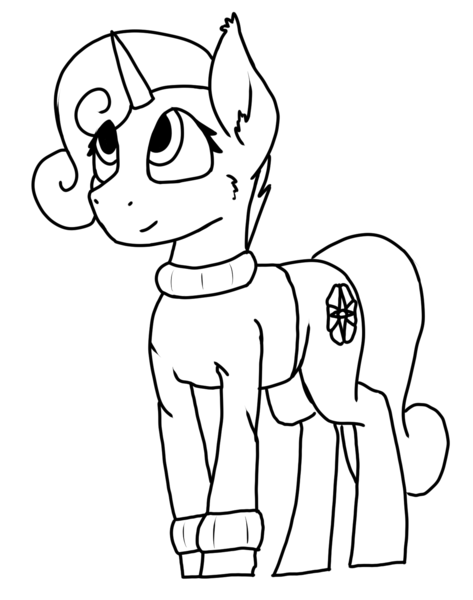 Size: 1308x1660 | Tagged: safe, artist:al solae, derpibooru import, oc, oc:compass rose, pony, unicorn, clothes, image, monochrome, png, solo, sweater