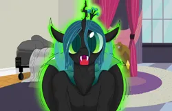 Size: 1280x825 | Tagged: safe, artist:redpaladin, derpibooru import, queen chrysalis, changeling, pony, bugbutt, butt, female, hips, human to changeling, human to pony, image, jpeg, male to female, mare, open mouth, rule 63, transformation, transgender transformation
