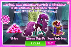 Size: 1962x1301 | Tagged: safe, derpibooru import, official, pinkie pie, pony, advertisement, corrupted, costs real money, crown, english, eyeshadow, female, gameloft, gem, image, jewelry, jpeg, makeup, mare, mobile game, my little pony: magic princess, nightmare pinkie, nightmarified, numbers, regalia, sale, solo, solo focus, text