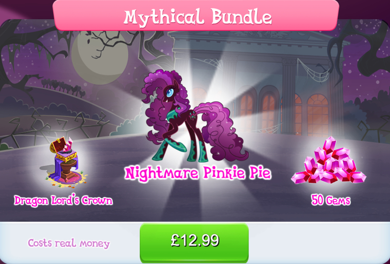 Size: 1266x858 | Tagged: safe, derpibooru import, official, pinkie pie, pony, bundle, corrupted, costs real money, crown, english, eyeshadow, female, gameloft, gem, image, jewelry, jpeg, makeup, mare, mobile game, my little pony: magic princess, nightmare pinkie, nightmarified, numbers, regalia, sale, solo, solo focus, text