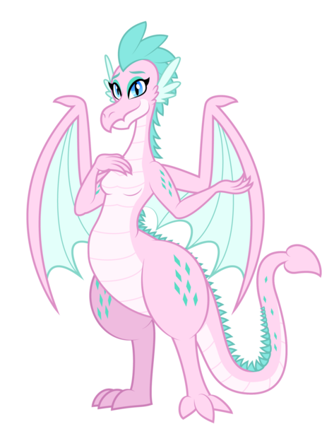 Size: 1280x1625 | Tagged: safe, artist:aleximusprime, derpibooru import, oc, oc:queen chara, unofficial characters only, dragon, fanfic:go north young dragon, flurry heart's story, breasts, dragon oc, dragoness, female, hand on chest, image, lizard breasts, non-pony oc, png, simple background, solo, spike's mother, spikes, spread wings, transparent background, wide hips, wings