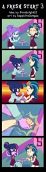 Size: 546x2000 | Tagged: safe, artist:sapphiregamgee, derpibooru import, crystal lullaby, indigo zap, sci-twi, twilight sparkle, equestria girls, arm wrestling, clothes, comic, crystal, gym, gym uniform, image, indigo max, jpeg, muscles, twilight muscle