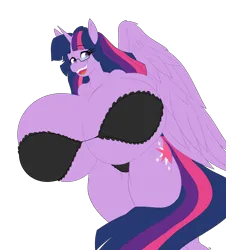 Size: 4072x4500 | Tagged: suggestive, artist:freehdmcgee, artist:speedbumpv-drop, color edit, derpibooru import, edit, twilight sparkle, twilight sparkle (alicorn), alicorn, big breasts, bra, breasts, busty twilight sparkle, clothes, colored, female, frilly bra, glasses, huge breasts, hyper, hyper breasts, image, impossibly large breasts, panties, png, simple background, solo, solo female, transparent background, underwear