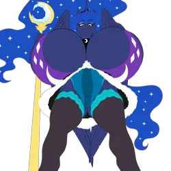 Size: 5000x5000 | Tagged: suggestive, artist:freehdmcgee, artist:speedbumpv-drop, color edit, derpibooru import, edit, princess luna, anthro, bedroom eyes, big breasts, bra, breasts, busty princess luna, cleavage, clothes, colored, corset, ethereal mane, female, hand on chest, huge breasts, image, impossibly large breasts, looking at you, looking down, looking down at you, png, robe, scepter, simple background, socks, solo, solo female, starry mane, starry tail, stockings, tail, thigh highs, transparent background, underwear