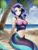 Size: 512x682 | Tagged: safe, derpibooru import, editor:sammykun, machine learning generated, novelai, stable diffusion, rarity, human, mermaid, equestria girls, bare shoulders, beach, beautiful, breasts, busty rarity, clothes, female, fins, fish tail, high res, humanized, humanoid, image, jpeg, looking at you, mermaid tail, mermaidized, midriff, palm tree, prompter:sammykun, reasonably sized breasts, sand, scales, sexy, shirt, sitting, sleeveless, smiling, solo, solo female, species swap, swimsuit, tail, tree, water, wave