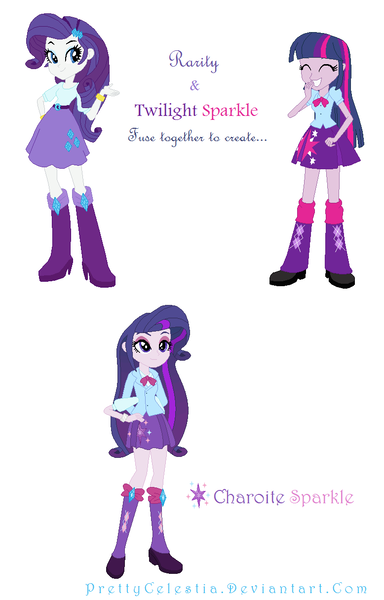 Size: 778x1216 | Tagged: safe, artist:prettycelestia, derpibooru import, rarity, twilight sparkle, boots, bowtie, bracelet, clothes, eyeshadow, fusion, high heel boots, image, jewelry, long hair, makeup, multiple arms, png, shoes, striped mane, vest