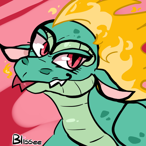 Size: 2048x2048 | Tagged: safe, artist:blissee, derpibooru import, dragon, hybrid, longma, them's fightin' herds, :p, community related, fiery wings, image, looking at you, png, red eyes, solo, tianhuo (tfh), tongue out, wings