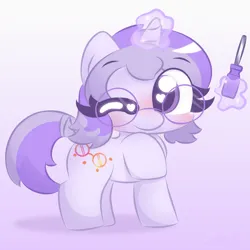 Size: 2000x2000 | Tagged: safe, artist:cushyhoof, derpibooru import, oc, oc:glass sight, unofficial characters only, pony, unicorn, cute, drawn on phone, female, glasses, gradient background, high res, horn, image, mare, ocbetes, png, screwdriver, solo, unicorn oc