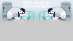 Size: 910x512 | Tagged: safe, artist:thread8, derpibooru import, oc, unofficial characters only, pegasus, pony, binary, cd, commission, computer, floppy disk, image, png, rolling sky