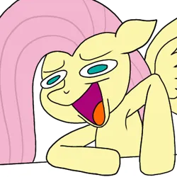 Size: 359x359 | Tagged: safe, artist:thread8, derpibooru import, fluttershy, pegasus, pony, armpits, colored, faic, female, flat colors, floppy ears, green eyes, hooves on the table, image, index get, laughing, long mane, mare, meme, open mouth, palindrome get, png, ponified meme, simple background, solo, transparent background, wheeze