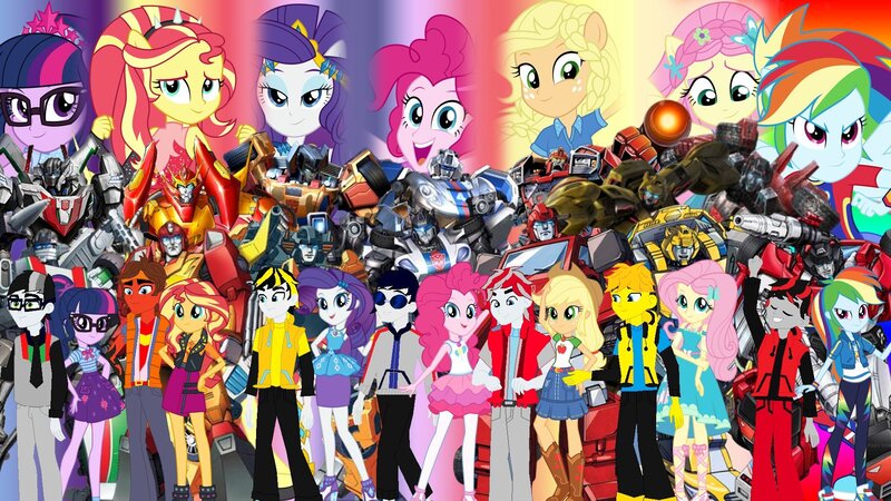 Size: 1920x1080 | Tagged: safe, artist:robertsonskywa1, derpibooru import, applejack, fluttershy, pinkie pie, rainbow dash, rarity, sci-twi, sunset shimmer, twilight sparkle, equestria girls, equestria girls series, 10th anniversary, bumblebee (transformers), clash of hasbro's titans, clothes, cybertronian, equestria girls-ified, evolution, glasses, humane five, humane seven, humane six, image, ironhide, jazz, jpeg, mane six, photo, rodimus, sideswipe, sunstreaker, super ponied up, tenth anniversary, transformers, wheeljack