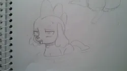 Size: 2080x1170 | Tagged: safe, artist:maren, derpibooru import, spike, dog, equestria girls, doodle, image, jpeg, lidded eyes, male, open mouth, solo, spike the dog, swimming, traditional art, unamused, water