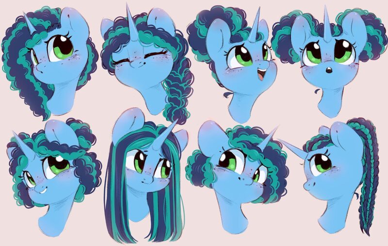 Size: 1200x764 | Tagged: safe, artist:melodylibris, derpibooru import, pony, unicorn, g5, :o, alternate hairstyle, bust, cute, expressions, female, image, implied pipp petals, jpeg, mare, misty brightdawn, mistybetes, open mouth, open smile, pink background, portrait, simple background, smiling