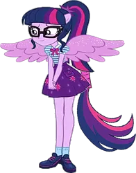 Size: 536x683 | Tagged: safe, derpibooru import, edit, vector edit, sci-twi, twilight sparkle, human, equestria girls, equestria girls series, text support, text support: rarity, choose your own ending (season 1), female, image, png, ponied up, ponytail, vector, wings