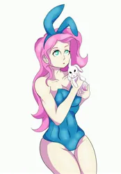 Size: 2782x4008 | Tagged: safe, artist:crosslineanimator, derpibooru import, angel bunny, fluttershy, human, rabbit, animal, bunny girl, bunny suit, bunnyshy, clothes, digital art, humanized, image, jpeg