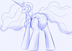 Size: 1280x910 | Tagged: safe, artist:ricktin, derpibooru import, princess celestia, pony, butt, diaper, diaper fetish, female, fetish, image, jpeg, mare, non-baby in diaper, plot, sketch, solo