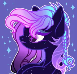 Size: 891x860 | Tagged: safe, artist:justsadluna, derpibooru import, oc, unofficial characters only, earth pony, pony, braid, bust, earth pony oc, eyelashes, female, frown, image, jpeg, mare, solo, starry eyes, wingding eyes