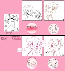 Size: 2785x3055 | Tagged: suggestive, artist:pinkberry, derpibooru import, applejack, octavia melody, pinkie pie, oc, oc:mae (pinkberry), oc:mulberry merlot, pony, alternate hairstyle, condom, doodle, female, filly, filly applejack, image, implied foalcon, implied underage, png, practice, sketch, sketch dump, younger