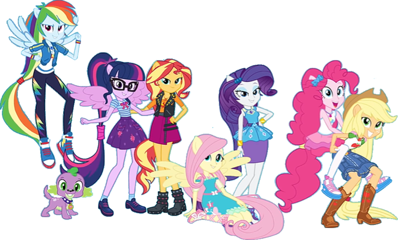 Size: 1027x619 | Tagged: safe, derpibooru import, applejack, fluttershy, pinkie pie, rainbow dash, rarity, sci-twi, spike, spike the regular dog, sunset shimmer, twilight sparkle, dog, human, equestria girls, equestria girls series, female, image, male, png, ponied up, ponytail, puppy, scitwilicorn, spike the dog, wings
