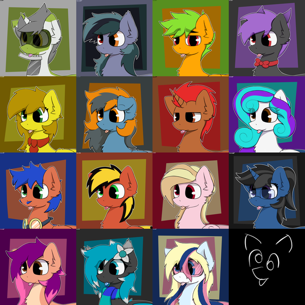 Size: 8000x8000 | Tagged: safe, artist:monycaalot, derpibooru import, oc, oc:arche, oc:carrily, oc:cookie crumbler, oc:galder rust, oc:golden blast, oc:greenline, oc:hbg, oc:heart struck, oc:lucia, oc:pixel grip, oc:scrimmy, oc:skittle, oc:star heart, ponified, bat pony, earth pony, object pony, original species, pegasus, pony, train pony, unicorn, :p, commission, earth pony oc, glasses, horn, image, pegasus oc, png, tongue out, train, unicorn oc, wings, ych result