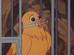 Size: 960x720 | Tagged: safe, derpibooru import, screencap, bird, my little pony 'n friends, somnambula (episode), birdcage, cage, canary, female, g1, image, kyrie, png, solo