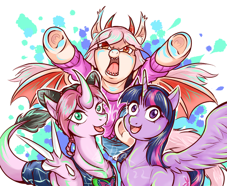 Size: 1759x1446 | Tagged: safe, artist:thurder2020, derpibooru import, twilight sparkle, ponified, alicorn, bat pony, pony, crossover, image, jolyne kujo, png, power