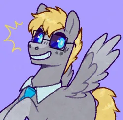 Size: 1280x1243 | Tagged: safe, artist:leon404, artist:purrtal2, derpibooru import, ponified, pegasus, pony, blank flank, glasses, glow, glowing eyes, grin, image, necktie, png, portal (valve), portal 2, smiling, solo, wheatley