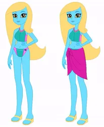 Size: 539x653 | Tagged: safe, artist:shinyblueberryj50, derpibooru import, oc, oc:shine, unofficial characters only, equestria girls, belly button, bikini, clothes, female, image, jpeg, not cadance, sandals, sarong, simple background, solo, swimsuit, white background
