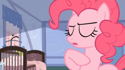 Size: 1280x720 | Tagged: safe, artist:bvids, artist:pinkie pie, pinkie pie, spike, dragon, earth pony, pony, ponies: the anthology, 2012, angry, animated, cake, food, happy, image, mp4, music