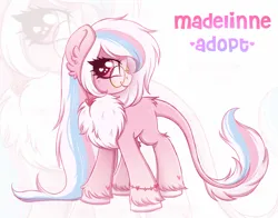 Size: 3549x2788 | Tagged: safe, artist:madelinne, derpibooru import, oc, unofficial characters only, adoptable, adoptable open, chest fluff, fur, glasses, image, jewelry, leonine tail, long hair, png, simple background, tail, zoom layer