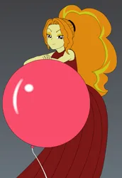 Size: 741x1075 | Tagged: safe, artist:hakdurbin, derpibooru import, adagio dazzle, human, equestria girls, balloon, clothes, dress, image, leaning, png, simple background, smiling, smirk