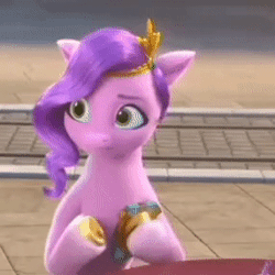Size: 286x286 | Tagged: safe, derpibooru import, screencap, pipp petals, pegasus, pony, my little pony: make your mark, my little pony: make your mark chapter 2, spoiler:my little pony: make your mark, spoiler:my little pony: make your mark chapter 2, spoiler:myms01e04, adorapipp, ali-conned, animated, cropped, cute, female, g5, gif, image, mare, mobile phone, phone, pipp petals is not amused, smartphone, unamused