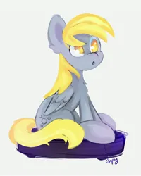 Size: 3284x4096 | Tagged: safe, artist:saphypone, derpibooru import, derpy hooves, pegasus, pony, female, image, jpeg, mare, ponies riding roombas, roomba, simple background, solo, white background