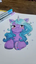 Size: 1152x2048 | Tagged: safe, artist:saphypone, derpibooru import, izzy moonbow, pony, unicorn, copic, female, g5, image, jpeg, mare, solo, traditional art